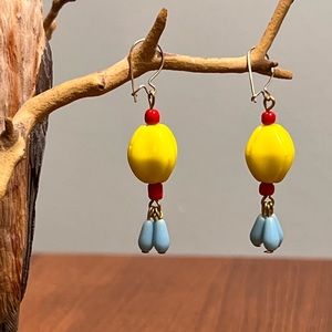 Fabulous Pop Art Glass Bead Dangle Earrings